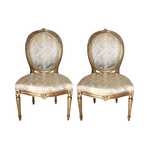 Pair of Antique 18th-Century French Gilt Chairs Cover