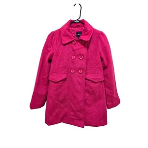 Gap Girls Dress Coat XL (12) Fuchsia Pink Silver Sparkle Peacoat Double Breasted - Picture 1 of 8