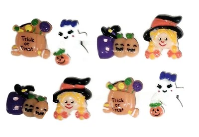 HALLOWEEN TRICK or TREAT 8 pc Magnet Set - Handmade Decorative Memo Board  SALE - Image 1 of 3