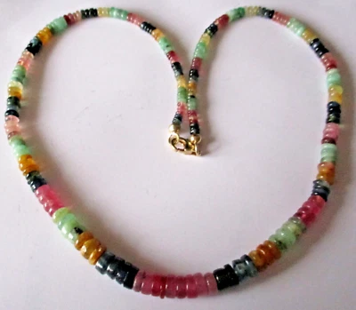 Collier, Kette, Rubin, Saphir versch. Farben, Smaragd, ca. 46,5 cm - Bild 1 von 4