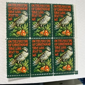 1971 Block of 6 U.S. Stamps - On The First Day of Christmas - 8 Cent partridge - Picture 1 of 2