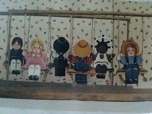 ELAINE FELTY 1987 PLAYFUL COUNTRY BOY GIRL ON SWINGS PAINTING PATTERN - Picture 1 of 4