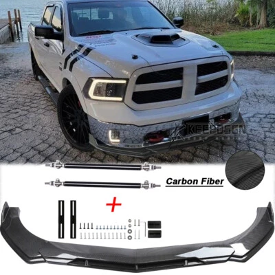 Kit de peças de corpo divisor de lábios parachoque dianteiro Pickup FIBRA DE CARBONO para Dodge Ram 1500 - Imagem 1 de 4