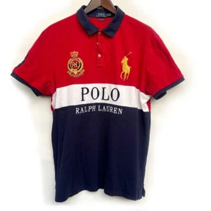Polo Ralph Lauren Hemd XL Slim Rot Big Gold Pony Wappen 3 Colorblock Rugby Style - Bild 1 von 22