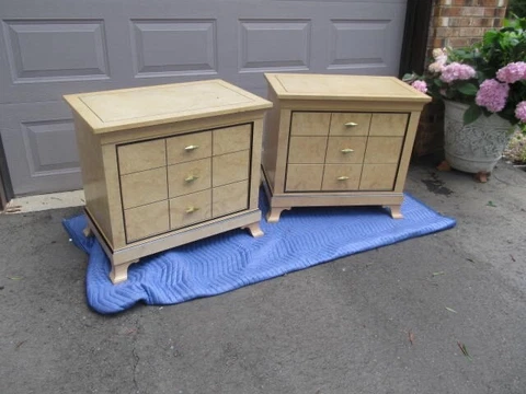 Vintage Nightstands End tables Mid Century Modern Wood Retro Two Toned WOW Pair Cover