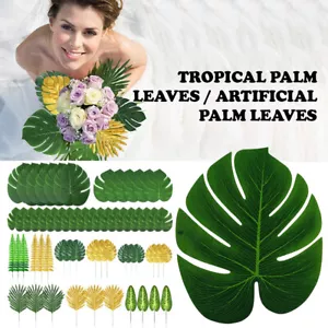 Artificial Faux Tropical Jungle Leaves Hawaiian Party Plant Decorations qioXE - Picture 1 of 10