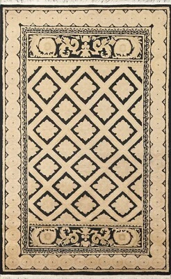 Geometric Nepalese Oriental Area Rug Hand-knotted Wool Home Decor Carpet 5'x8' - Image 1 of 4