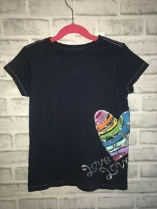 NWT GAPKIDS GAP KIDS GIRLS M MEDIUM 8 RAINBOW HEART LOVE TEE SHIRT SHORT SLEEVE - Picture 1 of 2
