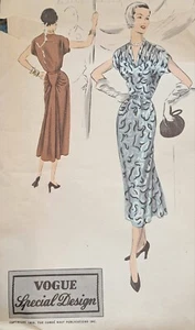 Vintage 1950er Jahre Vogue spezielles Muster S4067 gesammelt hinten B32 Cocktailkleid - Bild 1 von 8