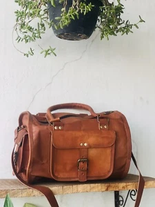 Detaillierte fertige Tasche echtes Ziegenleder Reise Fitness Seesack echt - Bild 1 von 6