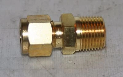 3/8" Tube x 3/8" MNPT  Brass Male Connector Fitting Ham-Let 768LB3/8X3/8 - Image 1 of 4