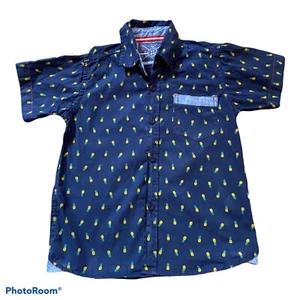 Boys Pineapple Shirt Size 5 Faze 1 One Navy Blue Button Down Shirt - Picture 1 of 5