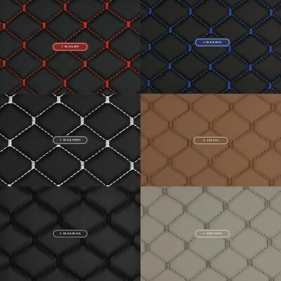 Quilted Vinyl Grain Faux Leather Upholstery Fabric Diamond | 2"x2" -4mm Foam 55" - Image 1 of 4