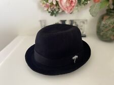 Caribbean Joe Unisex Black Fedora Straw Look Hat Size 7 " Label says OS Gangster