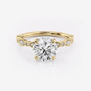 14k Yellow Gold Bridal Wedding Ring 1.90 Ct IGI Lab Created Round Cut Diamond - Picture 1 of 13