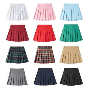 Girls' Pleated Plaid Mini Skirt School Girl Skirts Tennis Uniform Plaid Skirt - Picture 1 of 17