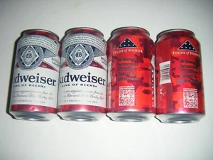 4 Budweiser FOLDS OF HONOR Flag Empty Beer Can Limited Edition 2023 King Of Beer - Picture 1 of 3