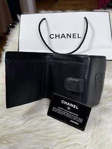 Vintage Chanel Black Small Bifold Calfskin wallet with Paper bag - Picture 1 of 24