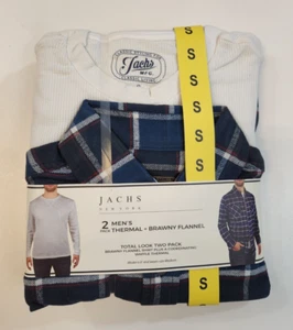 JACHS Men's 2 Pack Thermal & Brawny Flannel Shirts Size Small S Blue White NWT - Picture 1 of 2