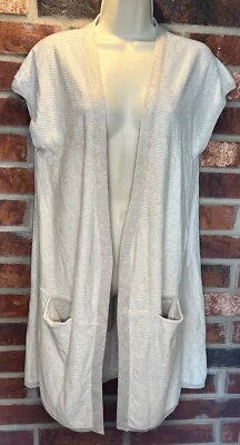 Cárdigan Aventura Manga Corta Algodón Orgánico Frente Abierto Con Corbata y Bolsillos M  Foto 1 de 4