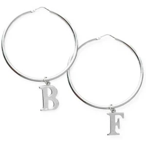 Orecchini a cerchio in argento rodiato 925 con iniziali - Foto 1 di 2