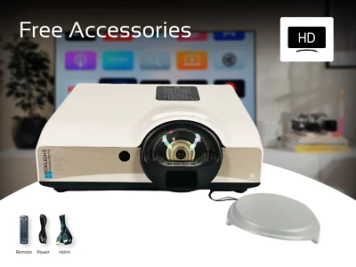 Short Throw 3LCD Projector for Home Theater Games 3100 Lumens HD HDMI w/Bundle - Image 1 of 4
