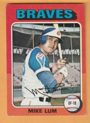 Mike Lum Atlanta Braves 1975 Topps #154 BYU Cougars Honolulu Hawaii 16N - Image 1 of 2