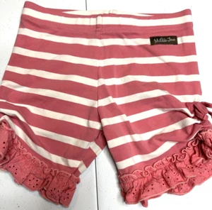 Matilda Jane Girls coral & white sinched side ruffle shorties (size 8) - Picture 1 of 7