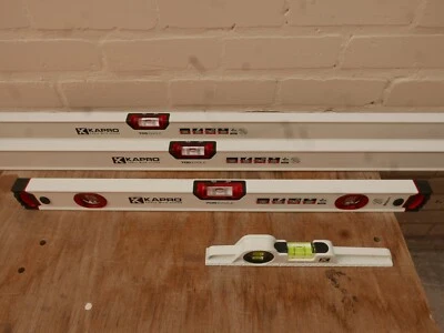 KAPRO 4PCE 705 EAGLE OPTIVISION WHITE SPIRIT LEVEL SET 25cm 60cm 120cm 180cm - Image 1 of 4