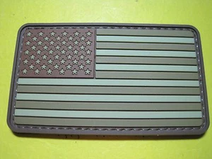 PARCHE MORAL MILITAR TÁCTICO EE. UU. ¡BANDERA PVC CON GANCHO TRASERO! TOSTADO DEL DESIERTO - OLIVA - Imagen 1 de 11