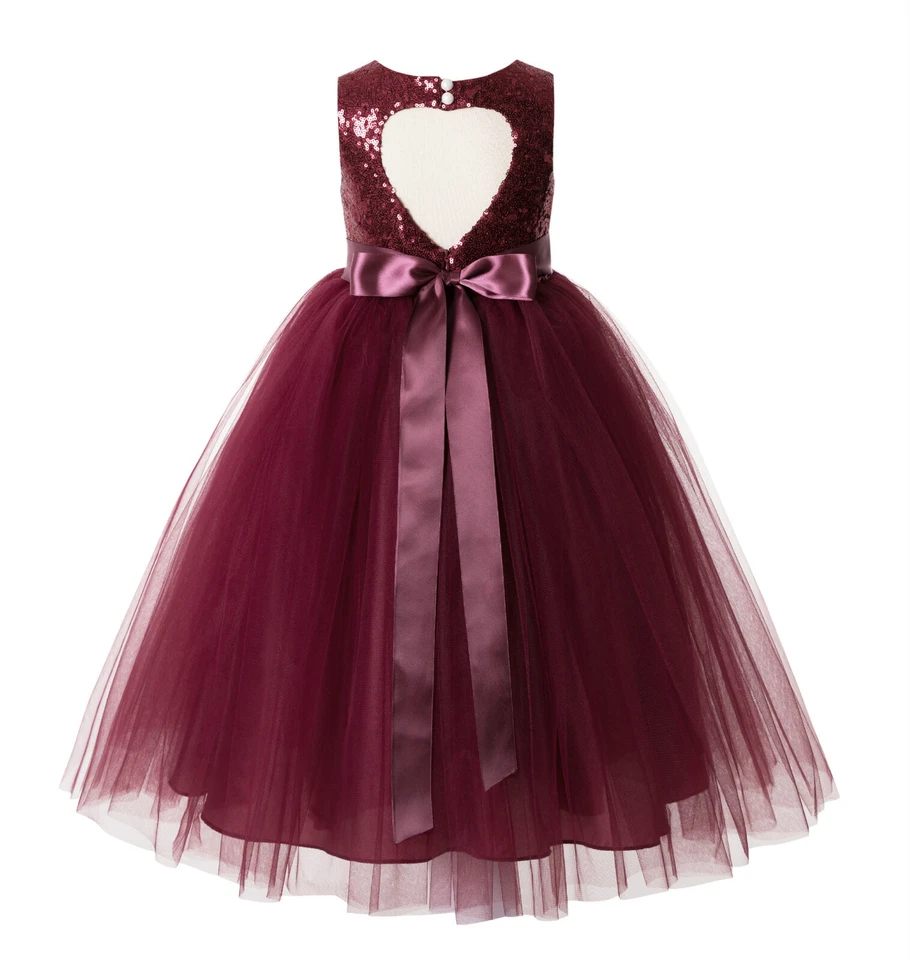 Sequin Heart Cutout Flower Girl Dresses Wedding Dress Junior Bridesmaid Dresses - Image 1 of 1