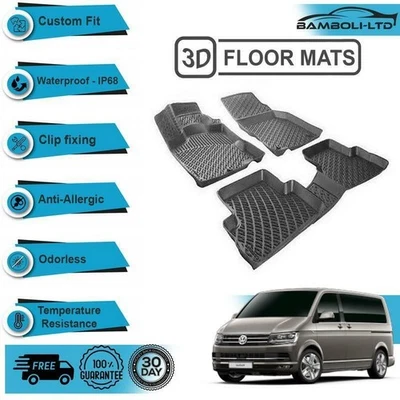 Alfombrilla interior coche moldeada 3D para Volkswagen Transporter T5-T6-T7 (negro) Foto 1 de 4