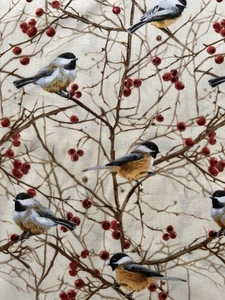Timeless Treasures Chickadee with Twigs Beeren Cotton - BY THE HALF YARD - Rare - Bild 1 von 5