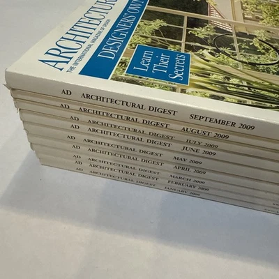Architectural Digest Magazine Interior Design Jan-Sept 2009 Lot of 9 Issues - Image 1 of 4