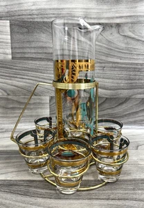 FRED PRESS VINTAGE MID CENTURY TROJANISCHES PFERD COCKTAIL SET KRUG 6 GLÄSER CADDY - Bild 1 von 14