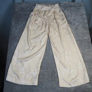 Urban Outfitters UO Delphine Floral Wide Leg Hose High Waist Pull On Satin Gr. M - Bild 1 von 8