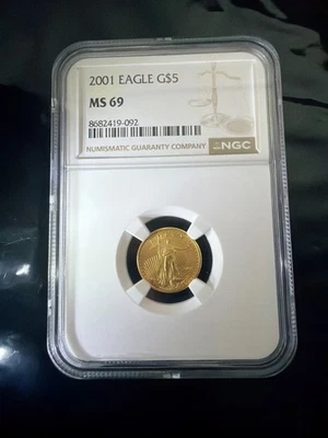 2001 1/10 Gold American Eagle $5 - Image 1 of 2