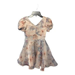 BBC-2 Rare Editions Big Girls Balloon Sleeve Dress Size 8 - Floral Taupe - Picture 1 of 4