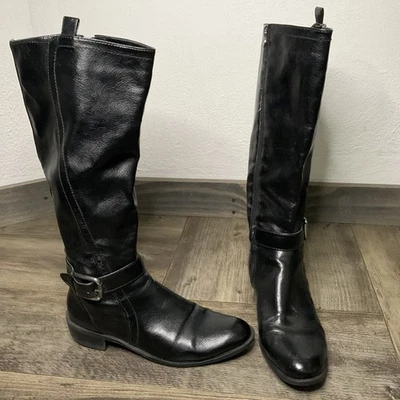 Botas de montar Etienne Aigner de cuero negro hasta la rodilla talla 9 Foto 1 de 4