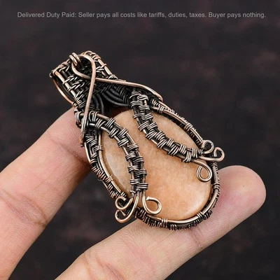 Oferta de Navidad Colgante Envuelto Alambre Madre Cobre Piedra Amazonita Marrón Foto 1 de 4