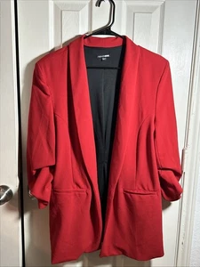 Fashion Nova Womens Size XL Red Blazer Black Lined Polyester/Spandex - Picture 1 of 6