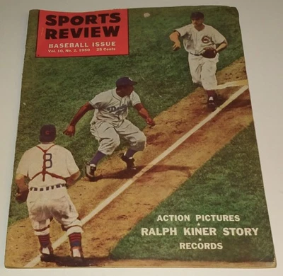 1950 Sports Review Baseball (revista de gran tamaño) Jackie Robinson en portada (desgarrado) Foto 1 de 4