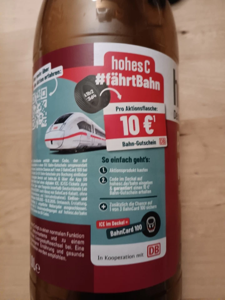 1x Gutschein DB Deutsche Bahn 10 € Hohes C für eCoupon einzulösen bis 15.12.25 - Bild 1 von 1