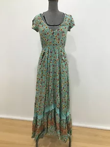 Jaase boho blue colourful yellow orange floral lace trim maxi dress XS - Picture 1 of 9