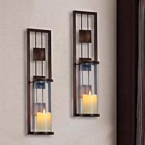 Wall Sconce Candle Holder Metal Wall Decorations for Living Room, Bathroom, Dini - Picture 1 of 12