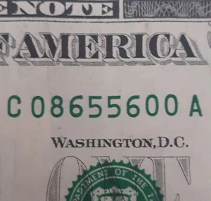 ZIP CODE NOTE 86556 Chinle AZ  or Tsaile  AZ Fancy Serial Number C 08655600 A - Picture 1 of 5