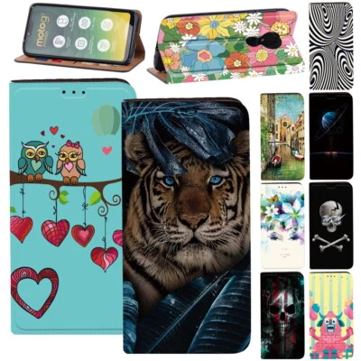 PU Leather Phone Stand Cover Case For Motorola G7 G8 G10 G14 G22 G30 G31 G54 G84 - Image 1 of 4