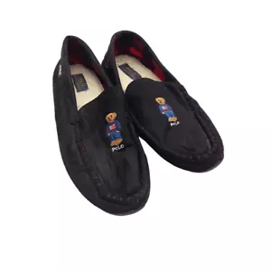 POLO RALPH LAUREN Declan Bear mocassino pantofole uomo taglia 12 nero preppy accogliente - Foto 1 di 9