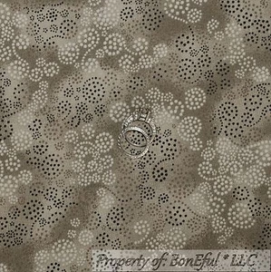 BonEful Fabric Cotton Quilt Gray Tan Brown Black Dot Small Swirl Scroll MI SCRAP - Picture 1 of 11