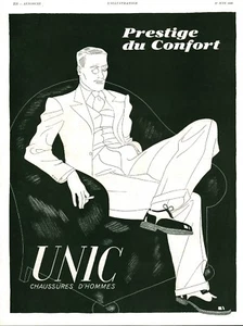 Publicité ancienne chaussure Unic prestige du confort 1936 issue de magazine - Foto 1 di 1